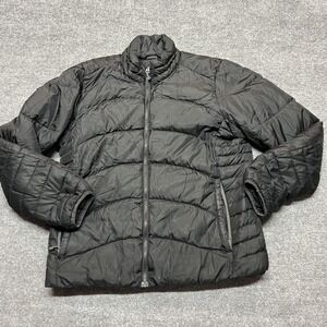 REI Jacket Womens Medium Black Down Puffer Full Zip Lightweight Outdoor Warm